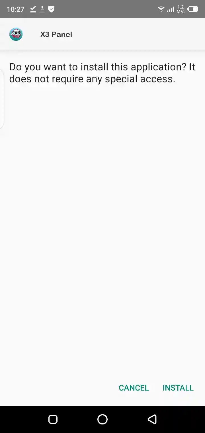 X3 Panel on Android — core panel view for setup and sensitivity context.